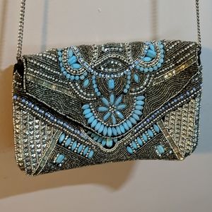 Atmosphere Turquoise Studded Envelope Clutch